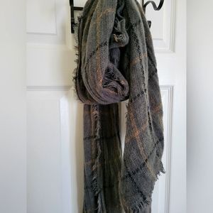 Gray, Coral & Black scarf/shawl